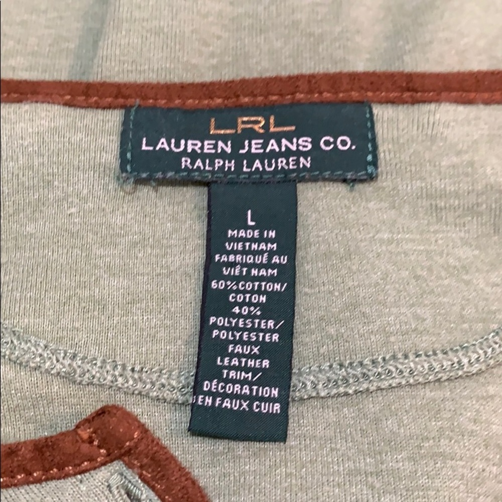 Lauren Ralph Lauren Faux Leather Trim Shirt  Sz L - Picture 8 of 8